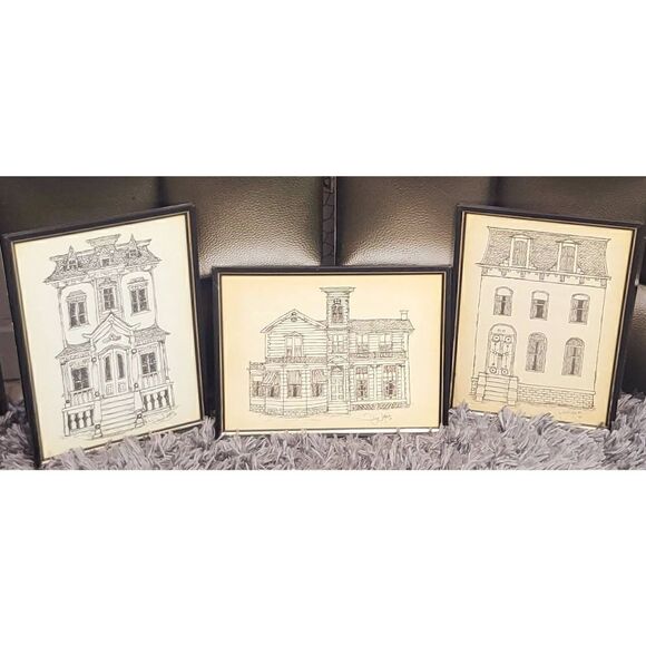 Victorian  Farmhouse sketches signed 79 - Picture 4 of 6